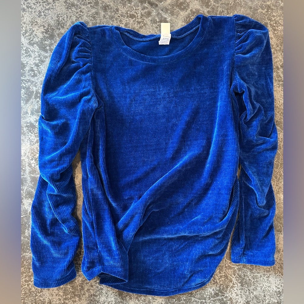 7th Ray Royal Blue Velvet Blouse